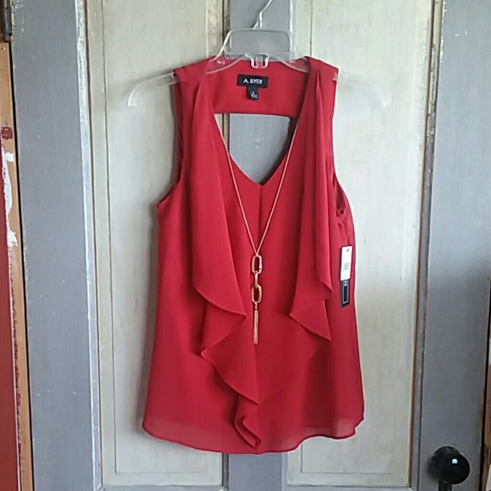 NWT A. BYER dressy flowy tank with necklace - Picture 1 of 8